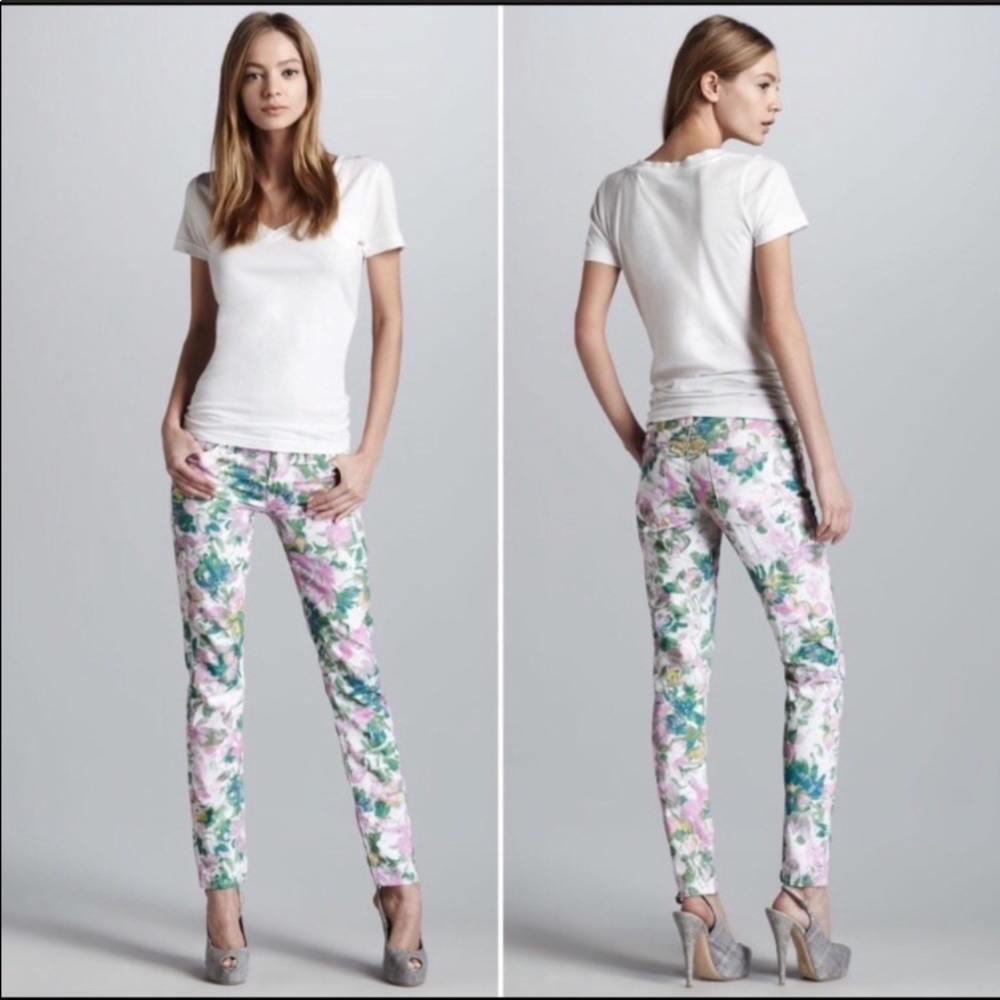7 For All Mankind Kauai Floral Print Skinny Jeans